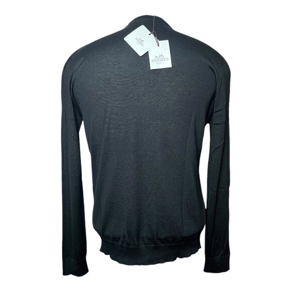 Hermes New 100% Cashmere Men's Black Full Button Cardigan Sweater EU Size Medium - Picture 5 of 8